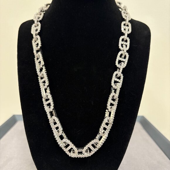 Iced Gucci Link Chain - Silver - Picture 1 of 2